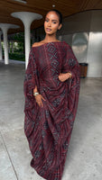 Robe Adisa bogolan burgundy